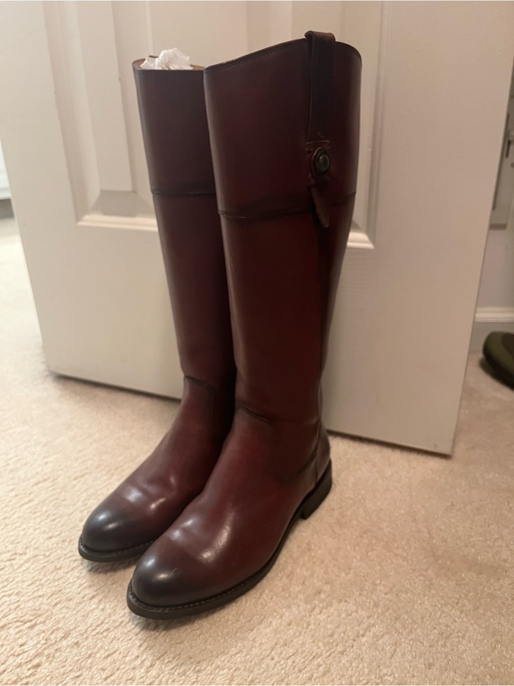 Frye Men's Tall Riding Boots in Burgundy Brown